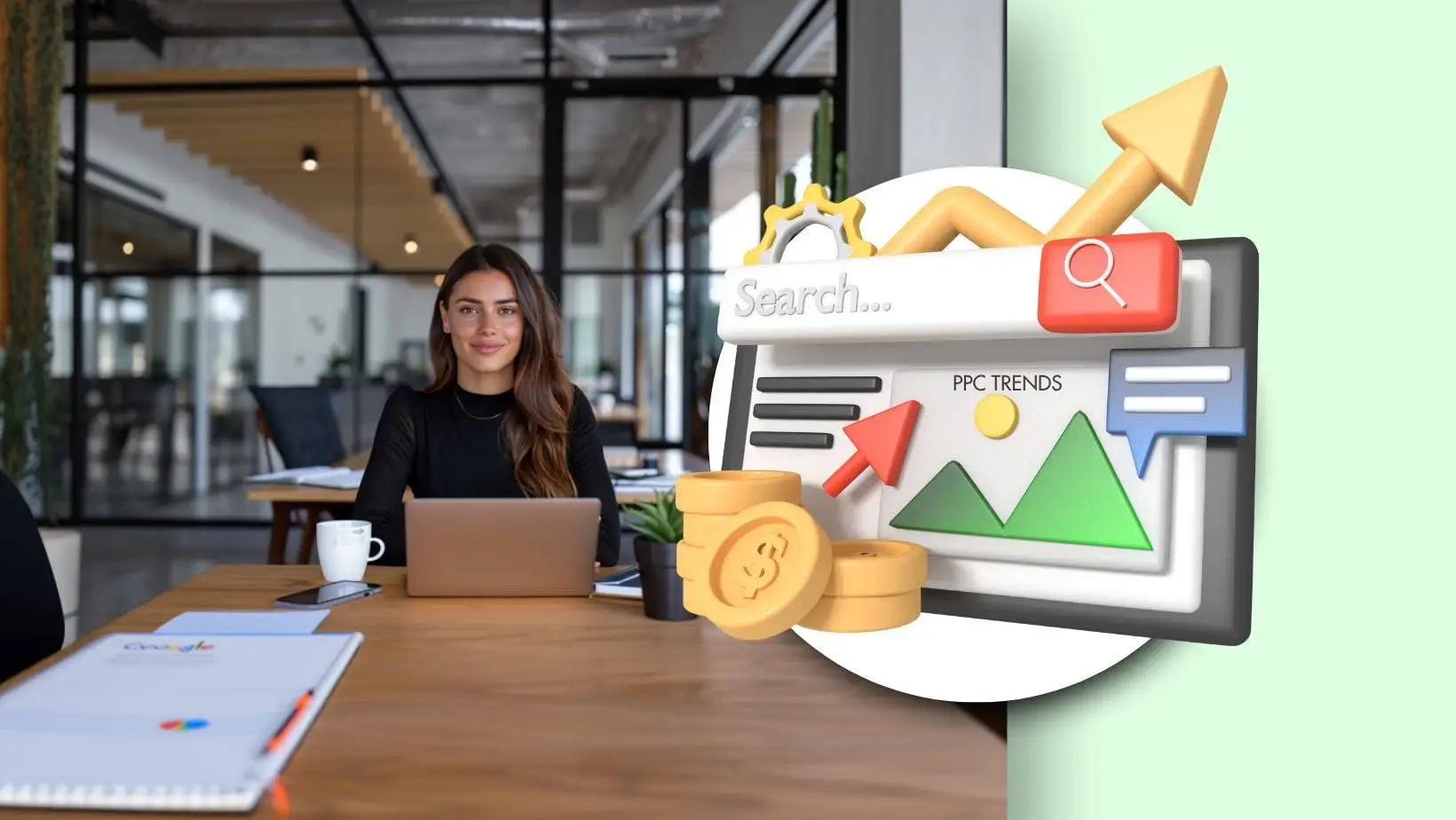 ppc trends, woman at desk reviewing 4 PPC trends to monitor closely in the second half of 2025