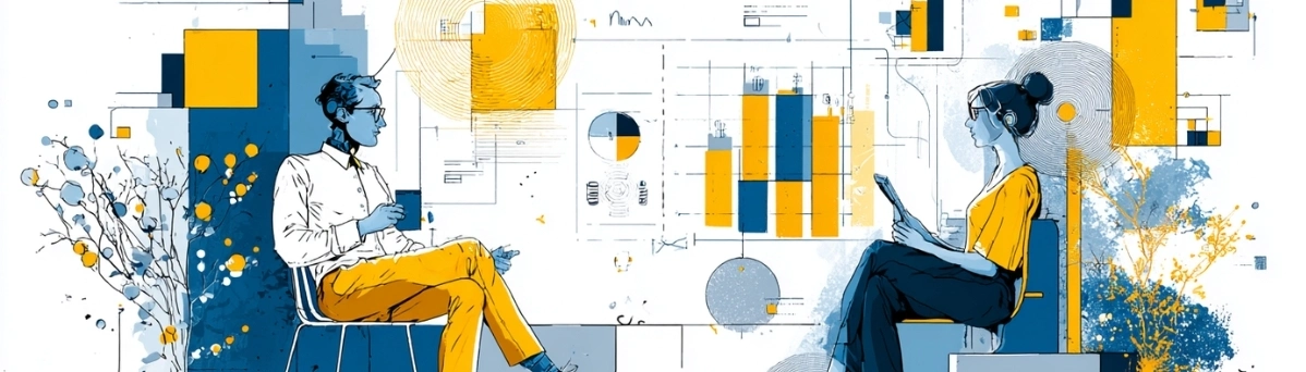 Vector dashboard showing 2025 SEO metrics, AI search indicators, ranking arrows, and SERP features.